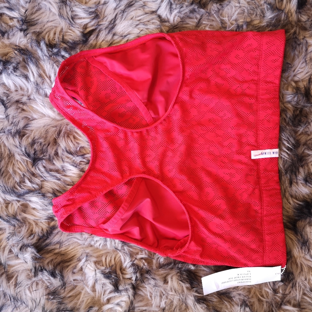 Brand New Adam Selman Sport Red Leopard Crop Top - Picture 5 of 8